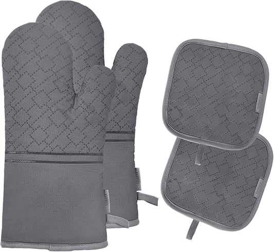 4Pcs Oven Mitts and Pot Holders Set, 572F Heat Resistant Oven Glove, Soft by Tormays
