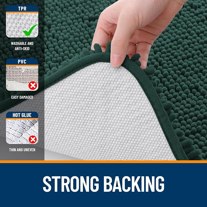OLANLY Large Bathroom Rugs 47x32, Soft Absorbent Chenille Bath Rugs, Rubber - Image 6