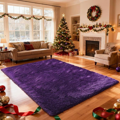 9X12 Large Shag Area Rugs for Living Room Bedroom, Big Soft Purple Fluffy Rug - Image 2