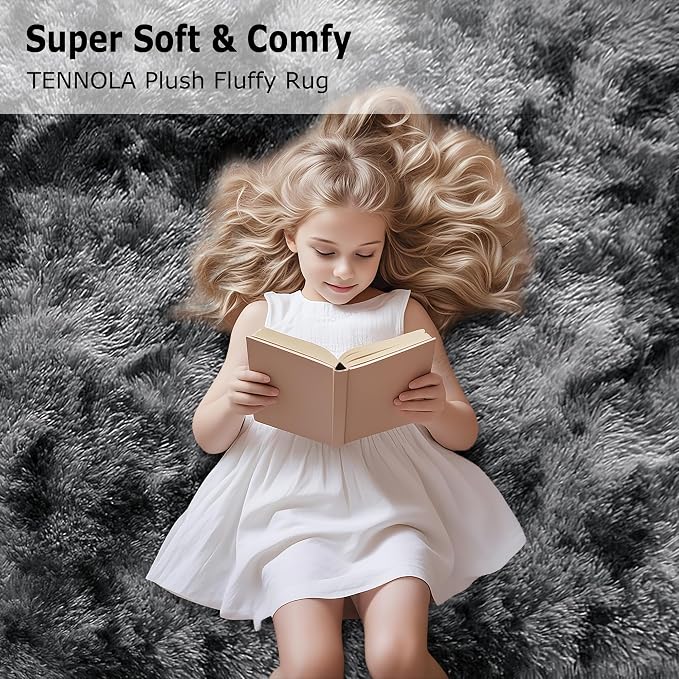 3x10ft Plush High Pile Black Tie-Dyed Rug Fluffy Soft Runner Bedside Rug - Image 9