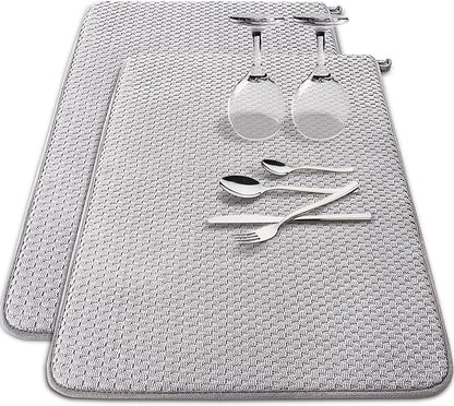 2 Pack Microfiber Dish Drying Mat, 24 x 17 inch Super Absorbent Drying Pad by Baaxxango