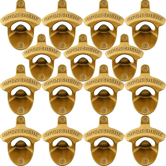 15 PCS Aged Gold Bottle Opener Wall Mounted Beer Cap Opener Mountable Bulk by Wallmountedbottleopener