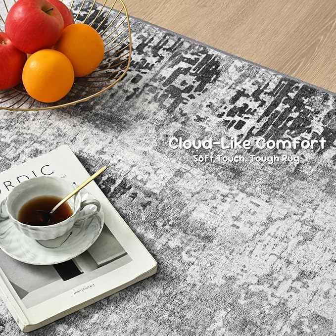 2x7 Grey Rug Runners for Hallways Kitchen Runner Rug Non Slip Washable Black - Image 6