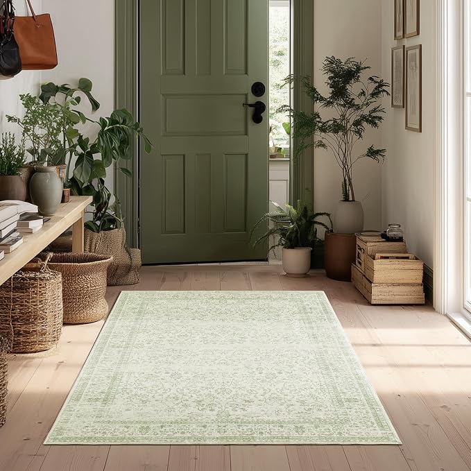 Boho Font Door Mat for Indoor Entrance Washable Non Slip Vintage Floral by BILEEHOME