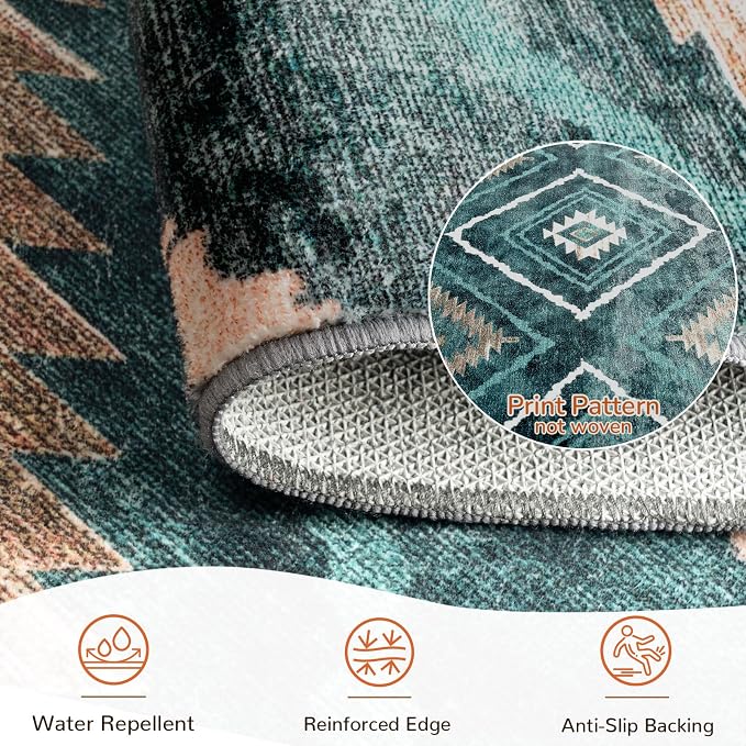 BESTSWEETIE Area Rug 5x7 Rug Machine Washable Non-Slip Low Pile Print Pattern - Image 2