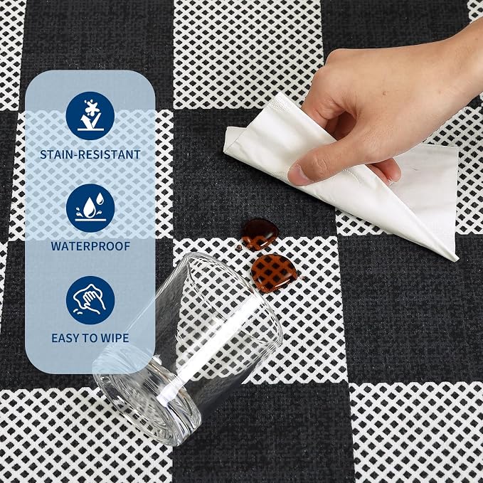 GarveeHome Checkered Dark 2x6 Washable Kitchen Runner Rug Geometric Diamond Dot - Image 8