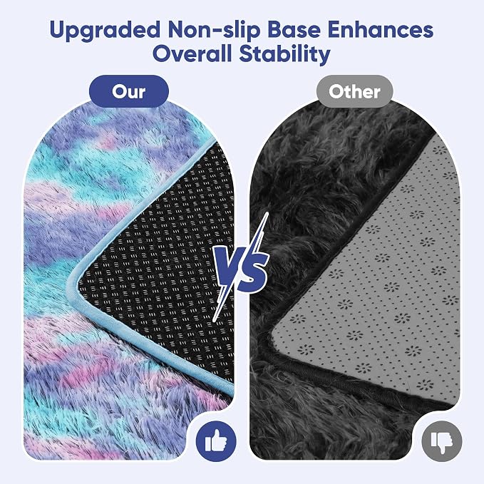 Rainbow Fluffy Rugs for Girls Bedroom: 4x6 Large Shag High Pile Area Rug - Image 6