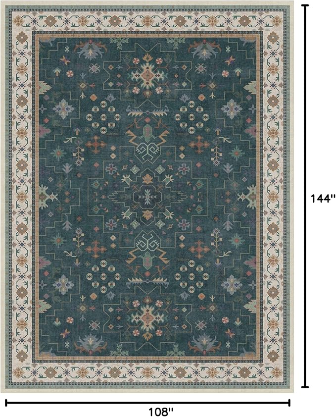 Hazo Haus Dark Green Vintage Living Room Rug 9x12 - Image 2