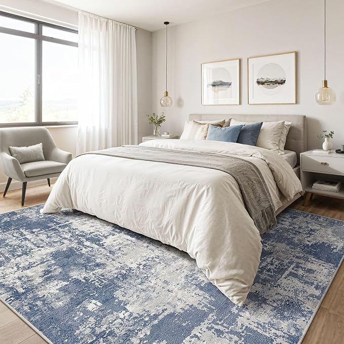 7x9 Area Rug Living Room: Washable Large Abstract Modern Soft Rug Stain - Image 4