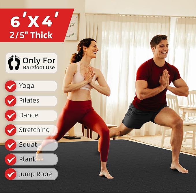 Extra Large Yoga Mat – 72"x48" or 78"x57", 1/4"–1/2" Thick Mat - Image 2