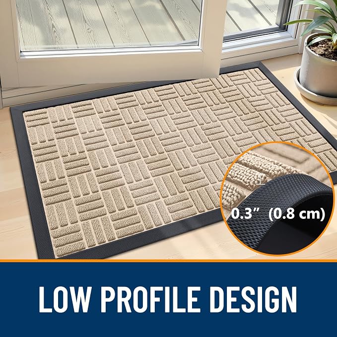 OLANLY Front Door Mat Outside Entrance 33x21, Heavy Duty Sturdy Natural Rubber - Image 5