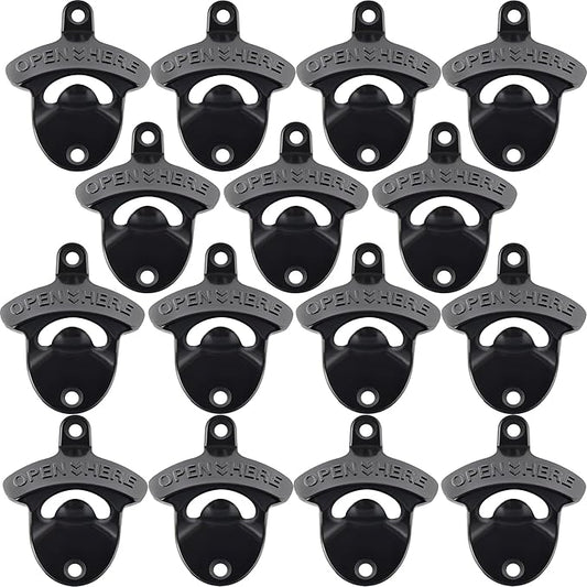 15 Packs Classic Beer Top Opener Wall Mounted Black Screw in Bottle Cap Opener by Wallmountedbottleopener