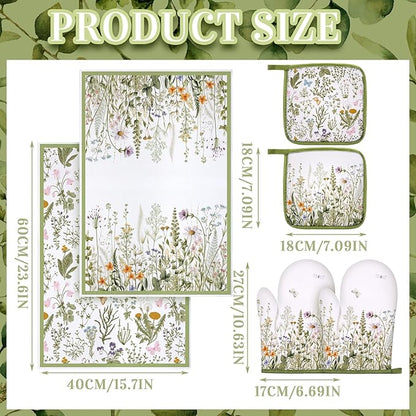 Leinuosen 6 Wild Flower Kitchen Towels Kitchen Decor and Accessories Set Floral - Image 3
