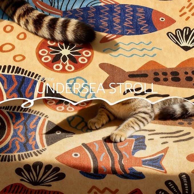 jinchan 5x7 Coastal Area Rug Kids Washable Fun Rug Colorful Ocean Fish Indoor - Image 4