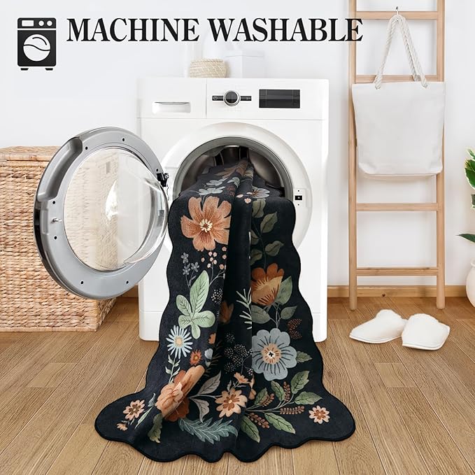 Lahome Floral 9x12 Area Rugs for Living Room Bedroom, Soft Washable Rugs 9x12 - Image 4
