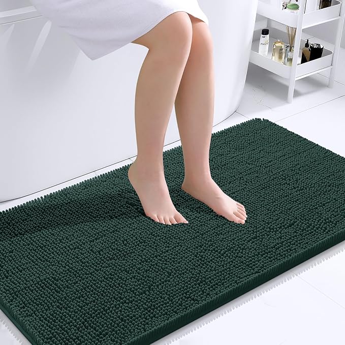 OLANLY Large Bathroom Rugs 40x24, Soft Absorbent Chenille Bath Rugs, Rubber by OLANLY