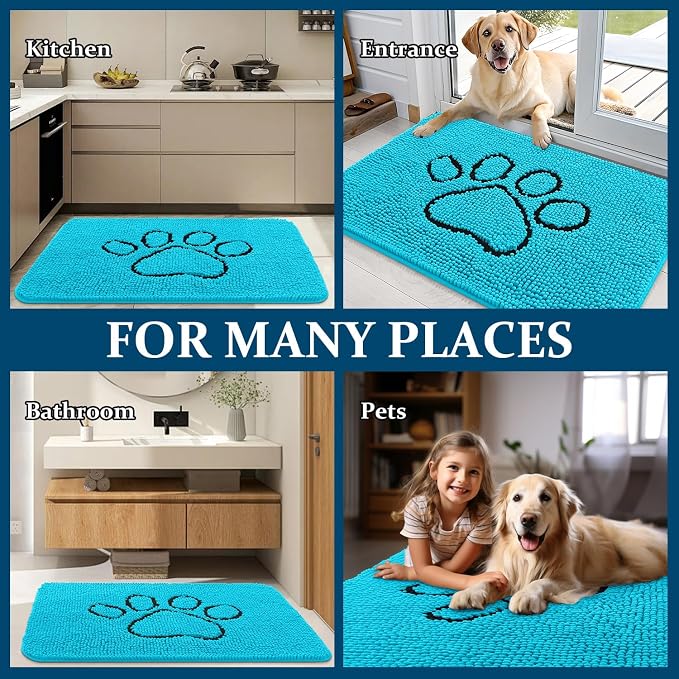 OLANLY Dog Door Mat for Muddy Paws 36x24, Paw Print Design, Absorbs Moisture - Image 8