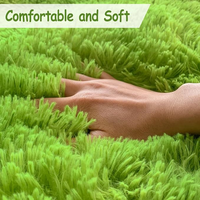 Soft Fluffy Grass Green Area Rug 8x10 - Image 3