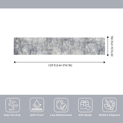 2x12 ft Washable Hallway Runner Rug – Non-Slip Stain-Resistant Low-Pile Long - Image 2