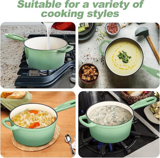 HaSteeL 2 QT Cast Iron Saucepan, Mini Enamel dutch oven - Image 7