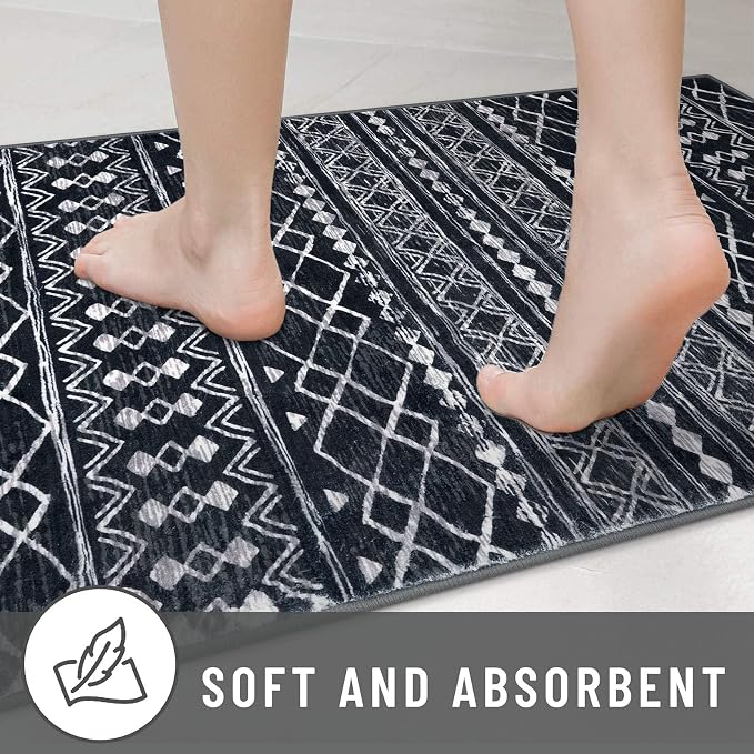 KUTA Moroccan Boho Runner Rug 2.6x10 Non-Slip Vintage Black Washable Hallway - Image 7