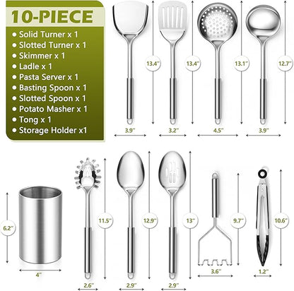 E-far Cooking Utensils Set, 10-Piece Stainless Steel Kitchen Utensils - Image 2