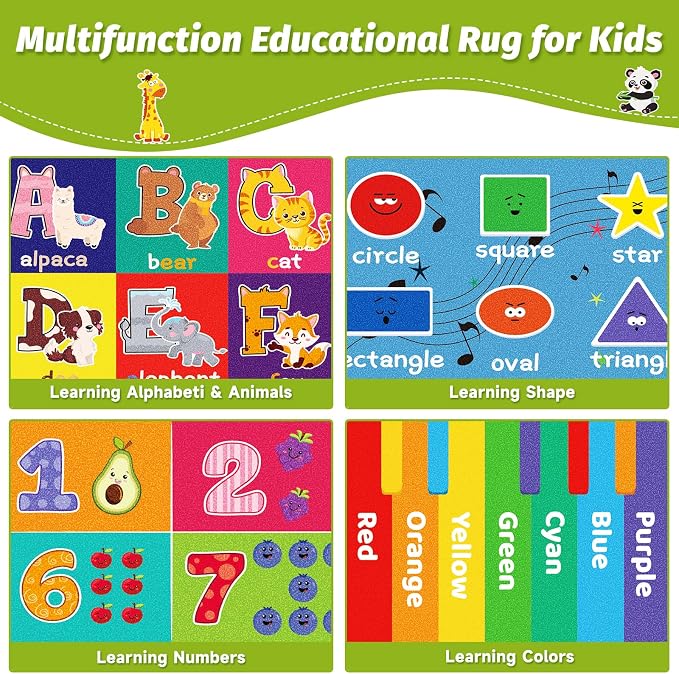 ABC Kids Rug for Playroom, Educational Play Mat for Kids, Preschool Rugs - Image 6