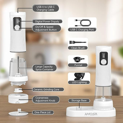 Electric Salt and Pepper Grinder Set, Upgrade 2-Speed Setting, External 5 - Image 9