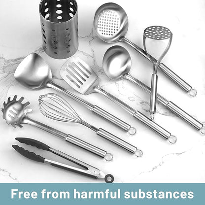 Pleafind Stainless Steel Cooking Utensils Set, Nonstick Kitchen Tools Set - Image 4