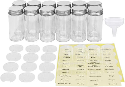 Simple Houseware 12-Pack 3 oz Glass Spice Jars, Round Bottles - Image 2