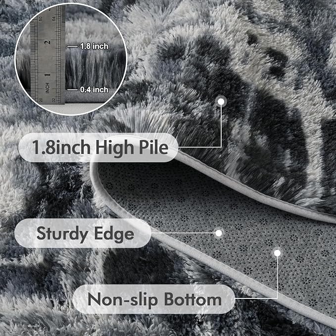 5x7 Ft Large Shag Rugs for Bedroom Living Room, Tie Dyed Ultra Soft Fluffy - Image 6