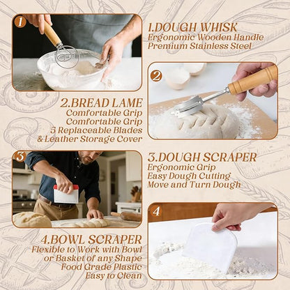 7 Pcs Large Glass Bowl for Sourdough Bread starter 4.7 Quart Glass Mixing Bowl - Image 5