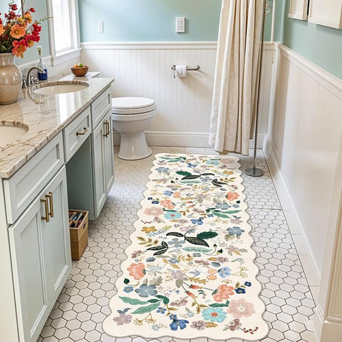 2x6 Washable Hallway Runner Rug: Floral Kitchen Rugs - Image 2