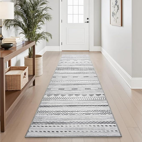 2x10 Runner Rug Machine Washable Non Slip Area Rug Distressed Neutral Moroccan by Tchdio