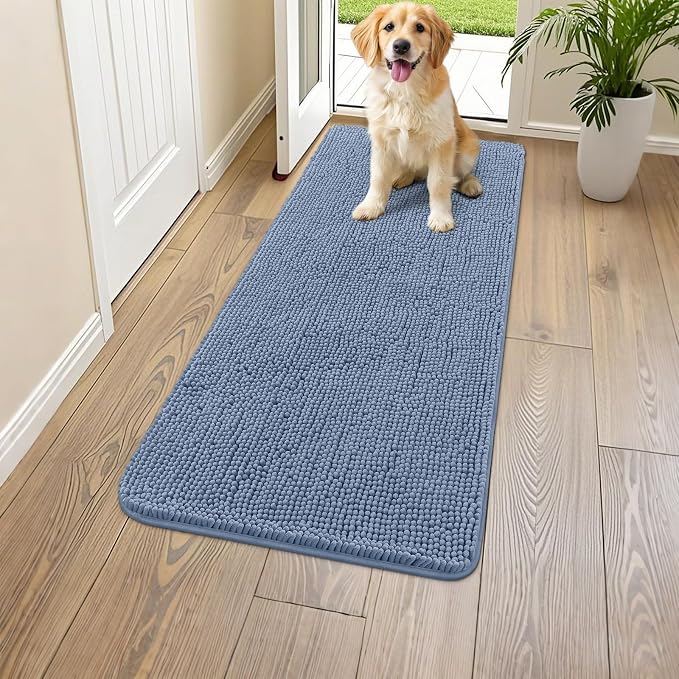 Smiry Dog Door Mat for Muddy Paws 44x24, Absorbent Dirt Trapper, Non-Slip by Smiry
