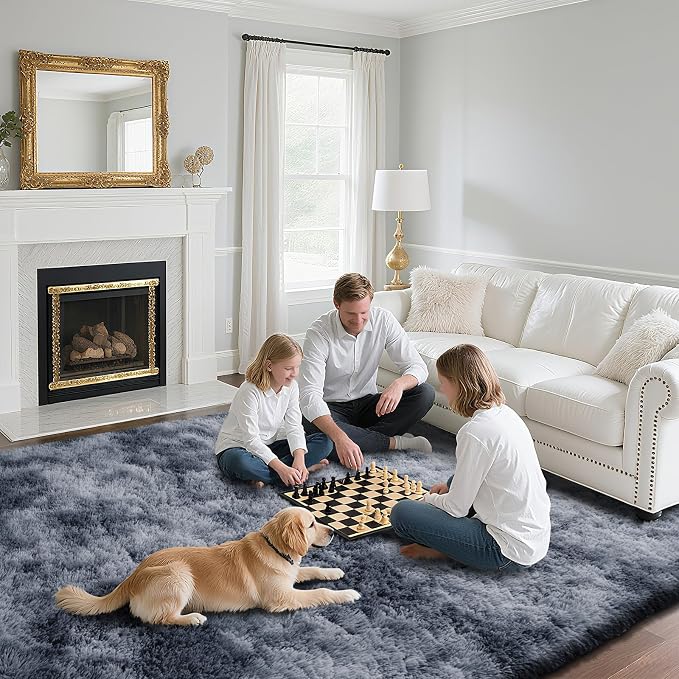 yongyangjuxin Fluffy Rug Shag Area Rug, Mottling Dark Grey 10x14 Area Rugs - Image 4