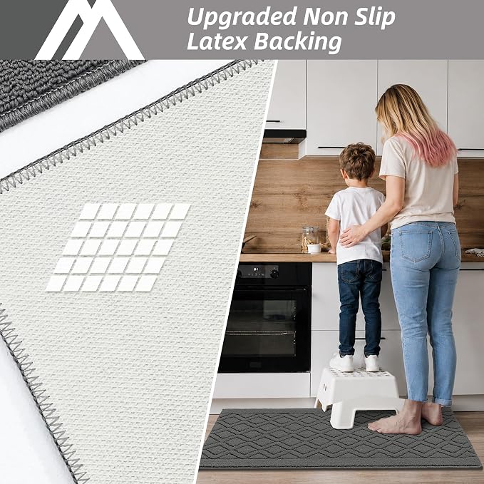 COSY HOMEER 60x24Inch/35X24Inch Kitchen Rugs Sets Non-Slip Washable Kitchen Mats - Image 3