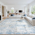 Area Rug 8x10 Living Room Rug Washable: No-Slip Abstract Soft Thin Large Blue by Oriannal