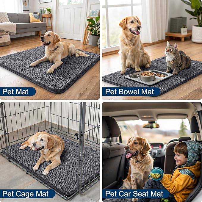Smiry Dog Door Mat for Muddy Paws 47x17, Absorbent Dirt Trapper, Non-Slip - Image 6