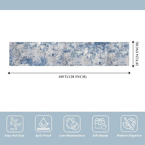 2x10 ft Washable Hallway Runner Rug – Non-Slip Stain-Resistant Low-Pile Long - Image 2