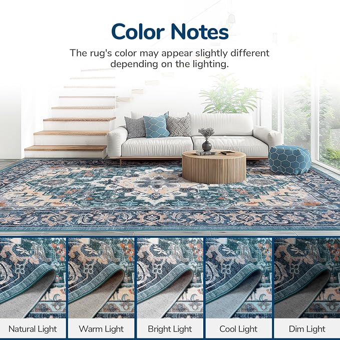 Lessymo Area Rug 5x7, Machine Washable Area Rugs, Super Soft Faux-Wool Area Rugs - Image 9