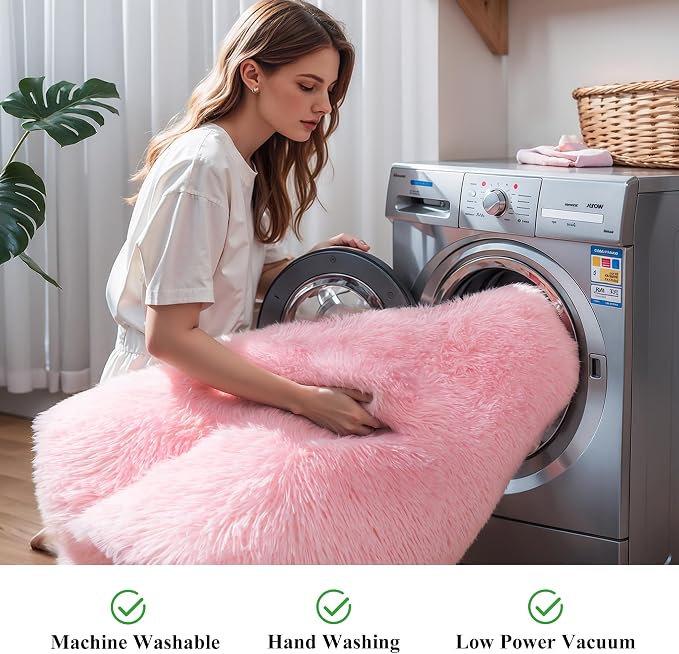 Pink Fluffy 9x12 Large Area Rugs - Image 5