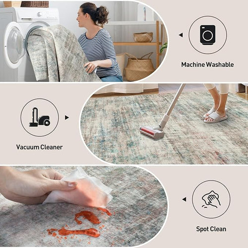 2'6''x8' Runner Rugs Washable Rug: Modern Abstract Hallway Runner Rug Indoor - Image 2
