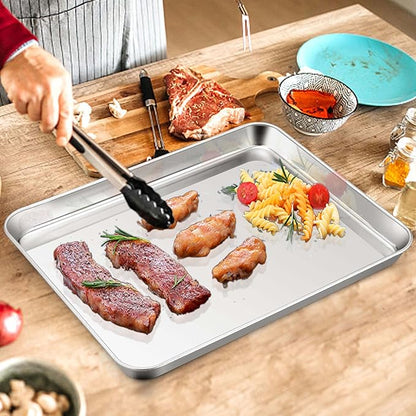 Homikit Baking Pan Sheet Set of 2, Stainless Steel Cookie Sheets Tray - Image 4