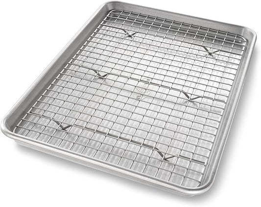 USA Pan Jelly Roll Baking Pan and Bakeable Cooling Rack, Nonstick Commercial by USAPan