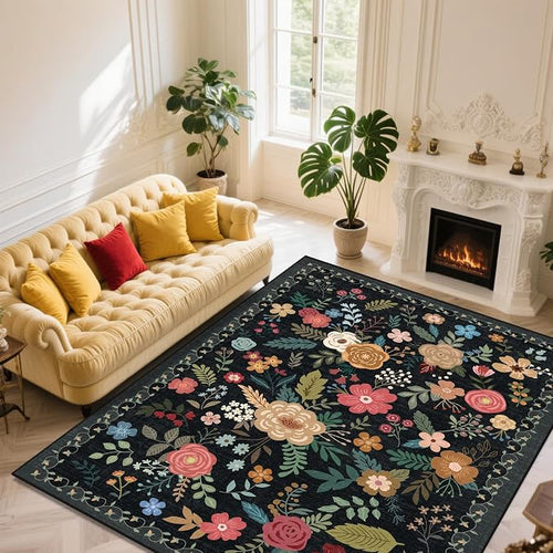 8x10 Area Rug, Floral Rugs for Living Room, Stain-Resistant Washable Bedroom Rug - Image 2