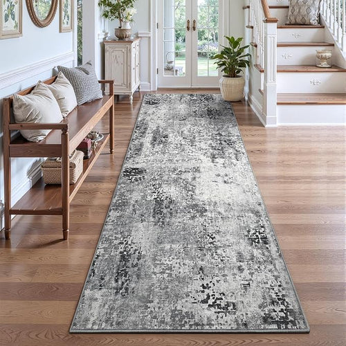 2x8 Grey Rug Runners for Hallways Kitchen Runner Rug Non Slip Washable Black by OmpaaHomeDecor