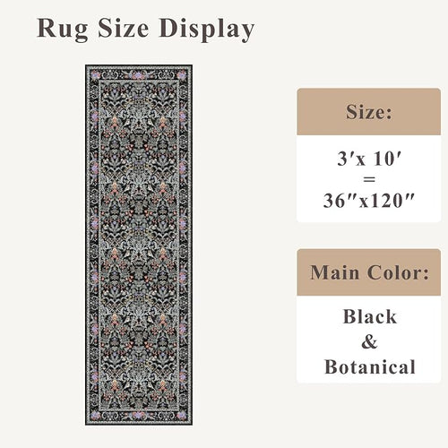 3x10 Botanical Hallway Runner Rug - Image 2
