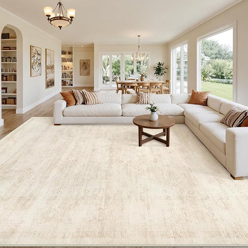 10x12 Area Rug for Living Room: Vintage Boho Neutral Washable Rug Indoor Soft by Luxturiy