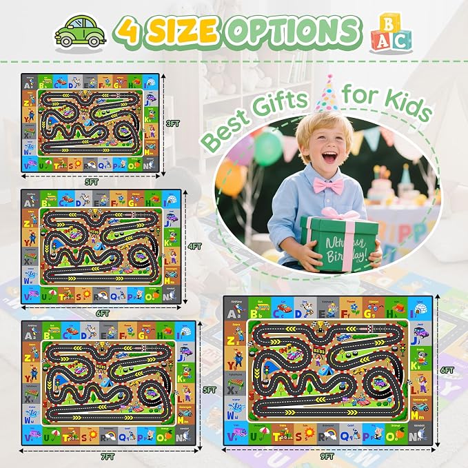 RogaraRace Track Rugs for Kids, Car Track Play Mat - Image 5